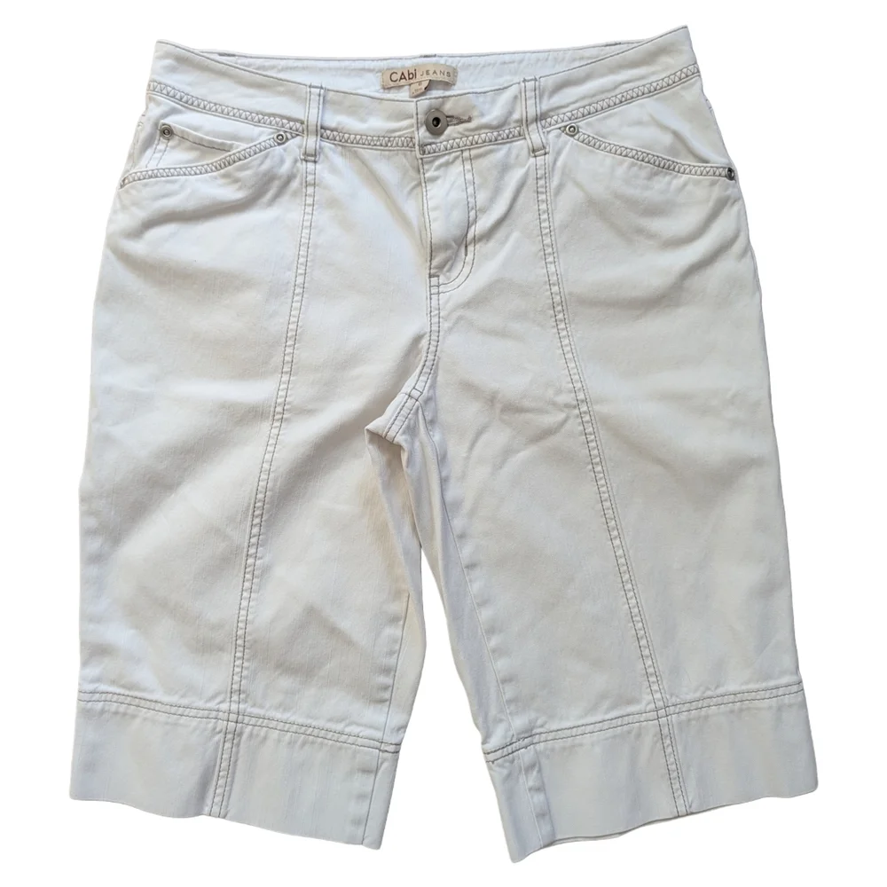 CABi White Out N About Denim Bermuda Shorts Size 6